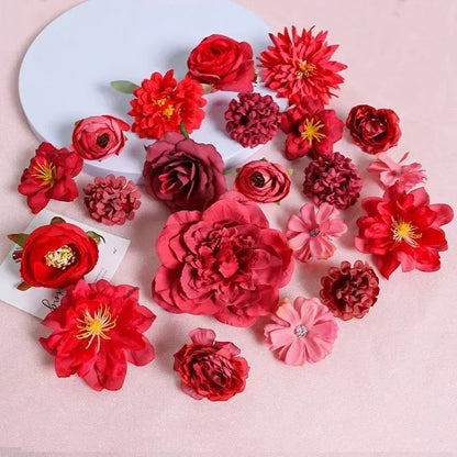 Mixed Artificial Flowers, Silk Rose Fake Flowers for Home, Wedding Decoration, DIY Craft Garland Bouquet Accessory
