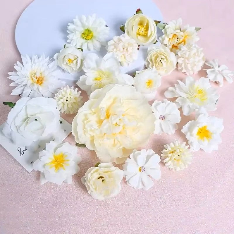 Mixed Artificial Flowers, Silk Rose Fake Flowers for Home, Wedding Decoration, DIY Craft Garland Bouquet Accessory