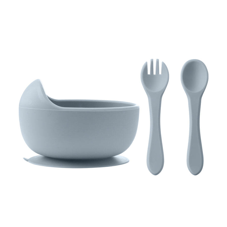 Baby Feeding Bowl Set Silicone, Children Tableware Suction Bowl Set, Wood Spoon Fork Learning Dishes, Baby Stuff