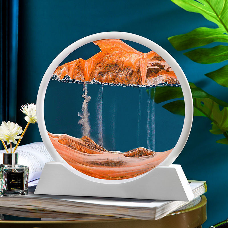 Flowing Sand Painting, Hourglass Quicksand Craft, Round Glass Decor