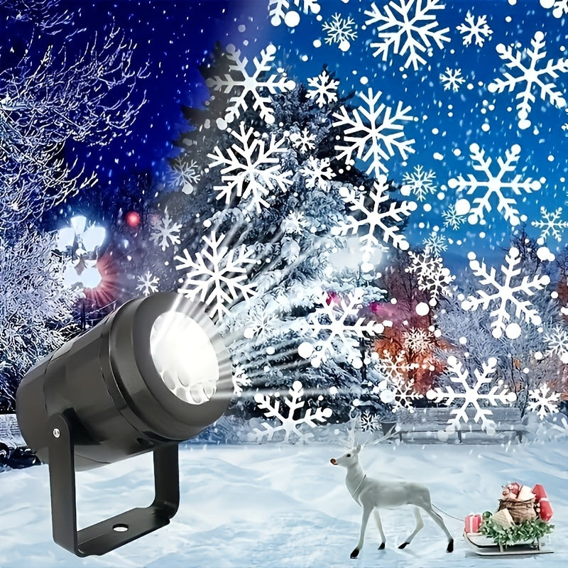 LED Snowflake Projection Light, Simulating Winter Snow for Christmas, USB Powered Rotating Snowflake for Halloween