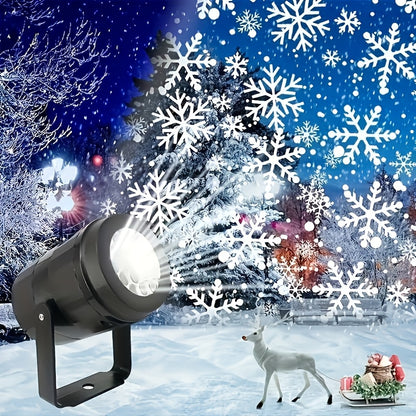 LED Snowflake Projection Light, Simulating Winter Snow for Christmas, USB Powered Rotating Snowflake for Halloween