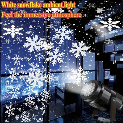 LED Snowflake Projection Light, Simulating Winter Snow for Christmas, USB Powered Rotating Snowflake for Halloween