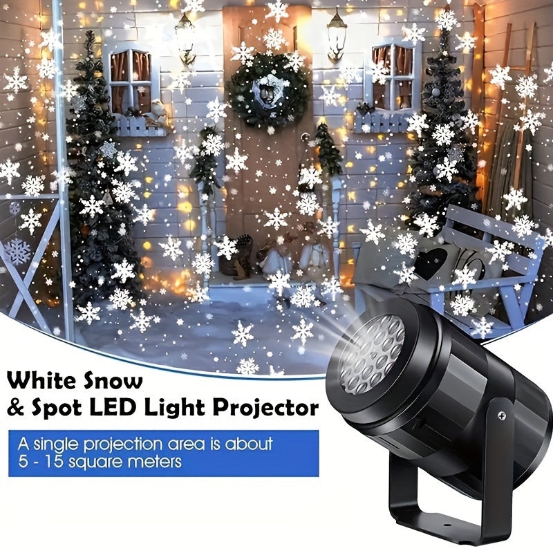 LED Snowflake Projection Light, Simulating Winter Snow for Christmas, USB Powered Rotating Snowflake for Halloween