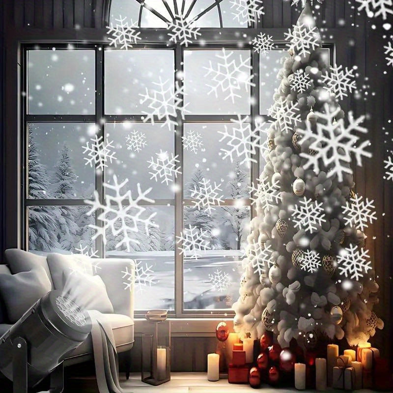 LED Snowflake Projection Light, Simulating Winter Snow for Christmas, USB Powered Rotating Snowflake for Halloween