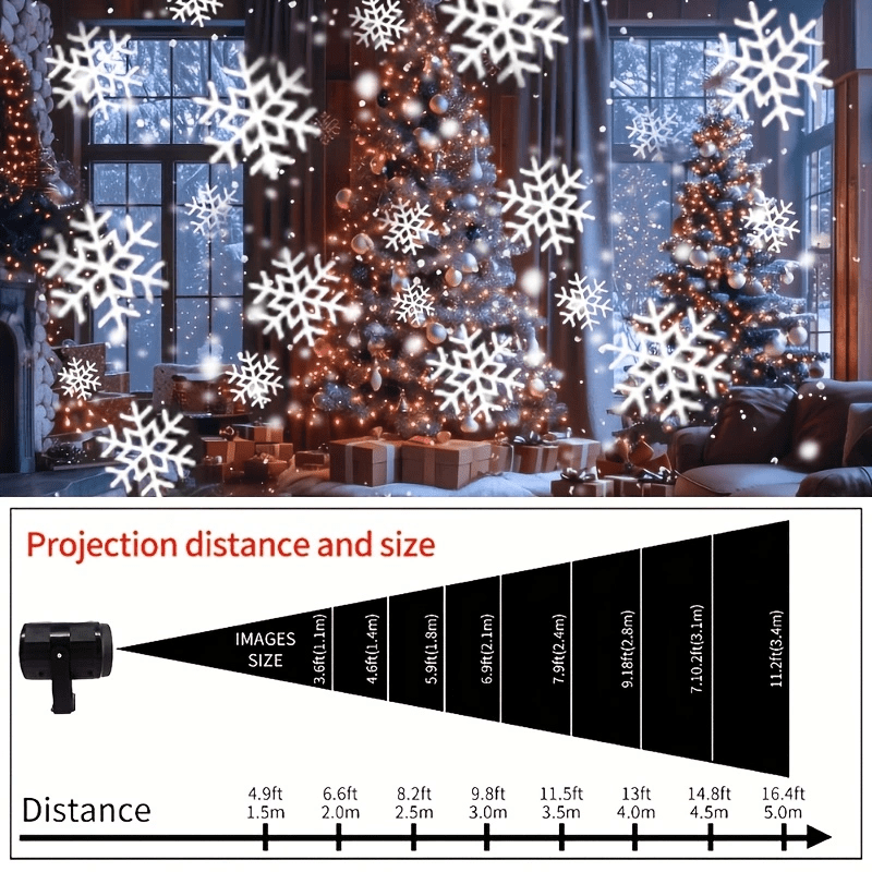 LED Snowflake Projection Light, Simulating Winter Snow for Christmas, USB Powered Rotating Snowflake for Halloween