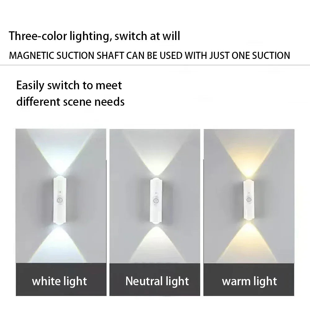 LED Night Light, USB Rechargeable Motion Sensor, 3 Colors RGB Lighting for Wardrobe, Kitchen, Under Cabinet, Christmas