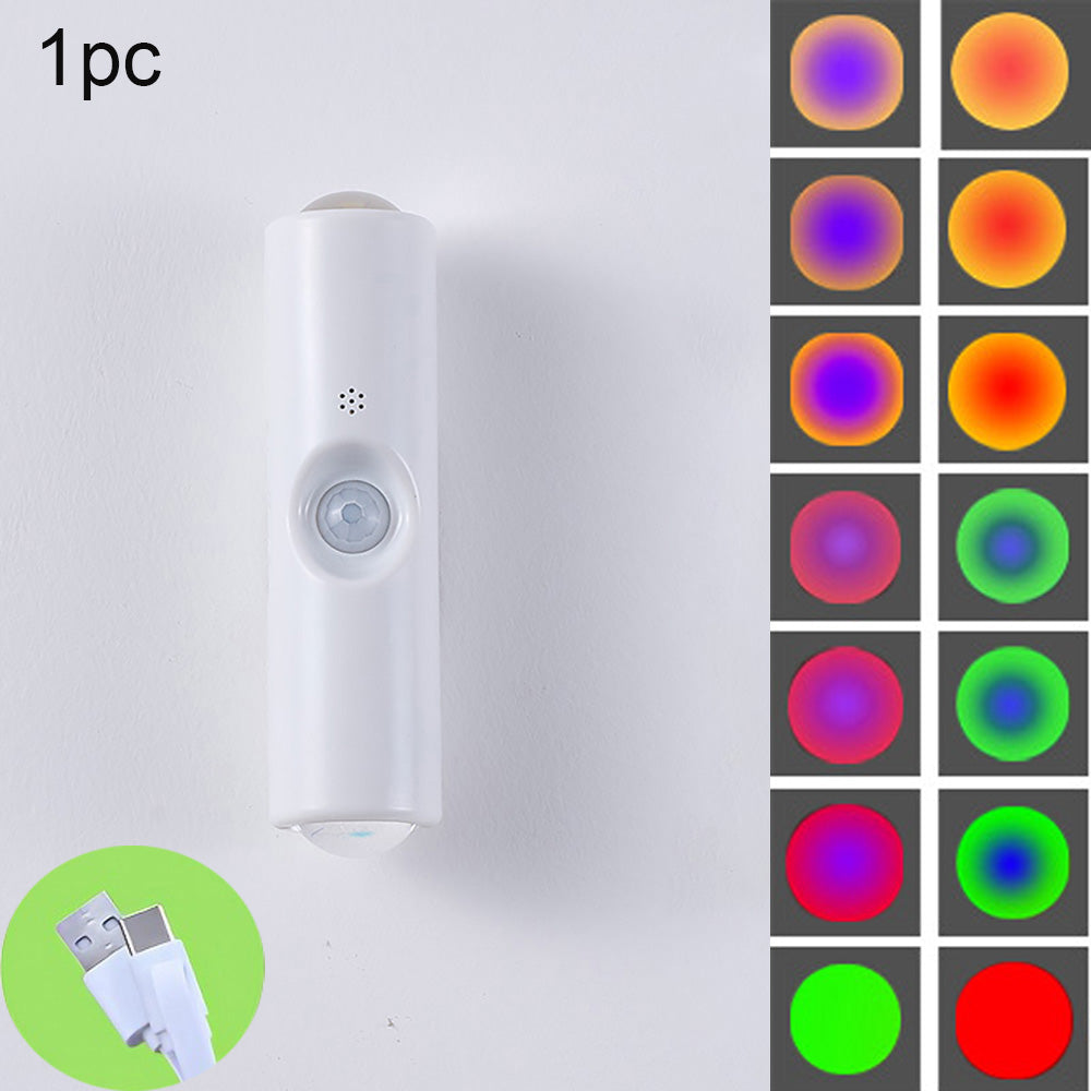 LED Night Light, USB Rechargeable Motion Sensor, 3 Colors RGB Lighting for Wardrobe, Kitchen, Under Cabinet, Christmas