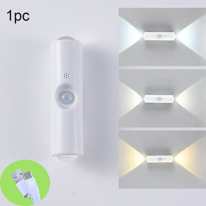 LED Night Light, USB Rechargeable Motion Sensor, 3 Colors RGB Lighting for Wardrobe, Kitchen, Under Cabinet, Christmas