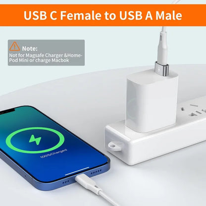 USB C Female to USB Male Adapter, Type C to USB A Charger Cable Converter