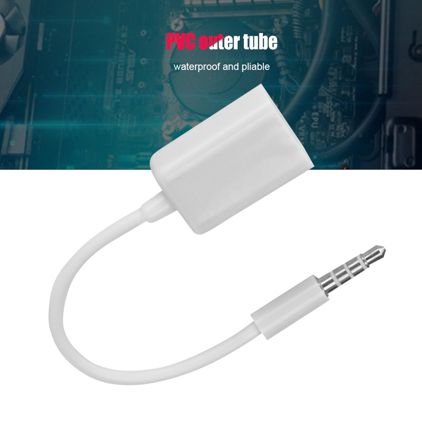 Male Jack Plug To USB Female AUX Audio Cable Converter Adaptor Cord USB To Audio Adaptor 1