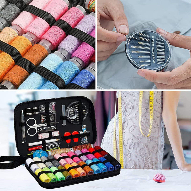 Sewing Kit with Threads, Needles Storage Bag, Scissors, DIY Embroidery Sewing Box Set