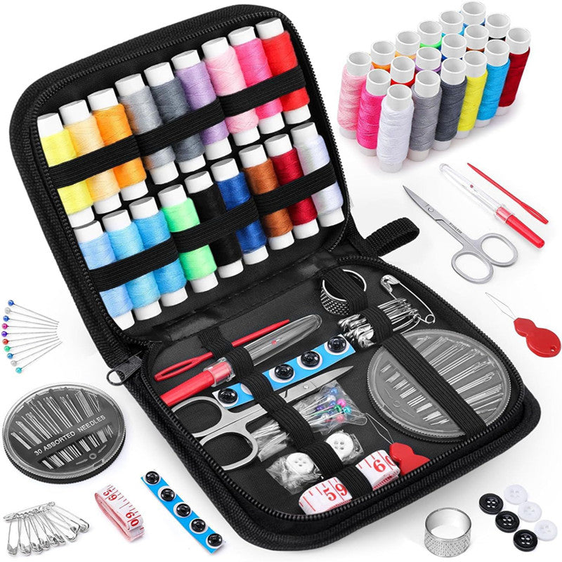 Sewing Kit with Threads, Needles Storage Bag, Scissors, DIY Embroidery Sewing Box Set