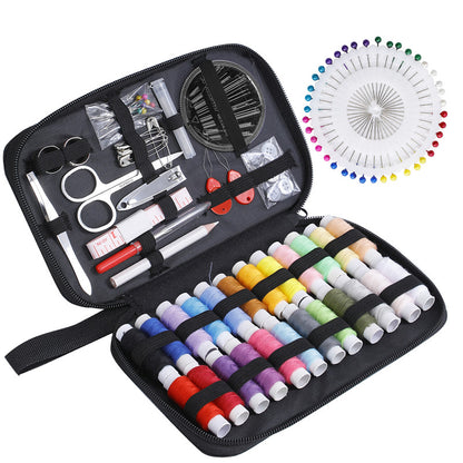 Sewing Kit with Threads, Needles Storage Bag, Scissors, DIY Embroidery Sewing Box Set