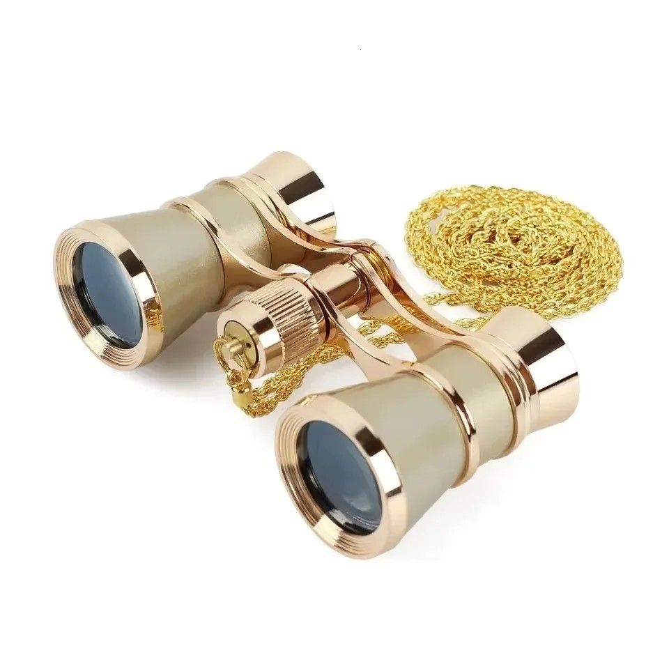 Elegant Vintage Metal Opera Glasses  Theater Binoculars With Chain Handle 3