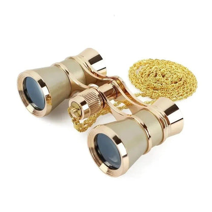 Elegant Vintage Metal Opera Glasses  Theater Binoculars With Chain Handle 3