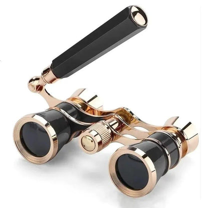 Elegant Vintage Metal Opera Glasses  Theater Binoculars With Chain Handle 1