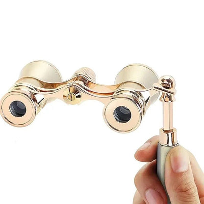 Elegant Vintage Metal Opera Glasses  Theater Binoculars With Chain Handle 2