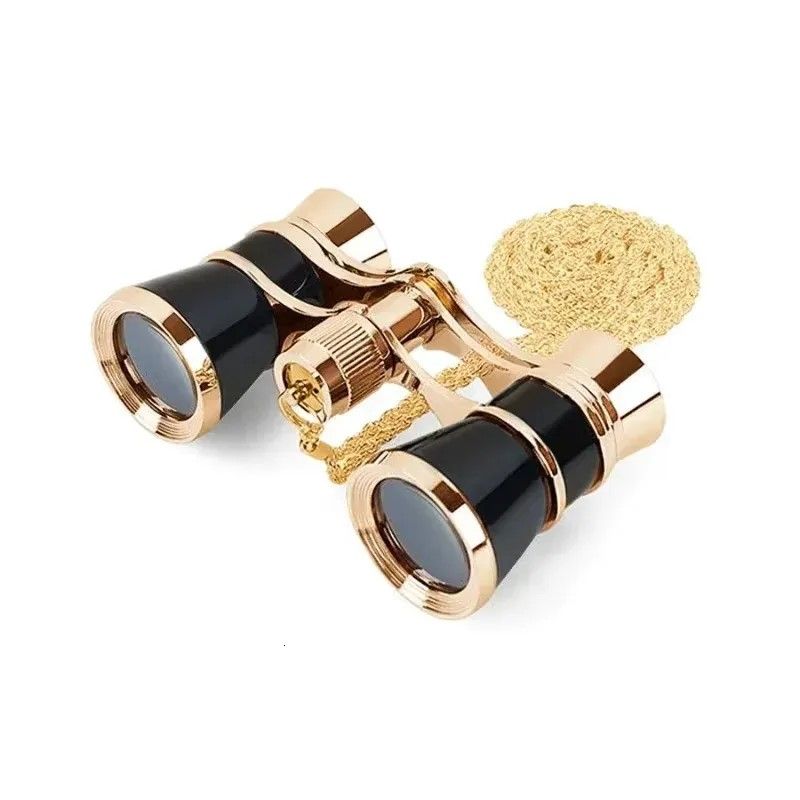 Elegant Vintage Metal Opera Glasses  Theater Binoculars With Chain Handle 4