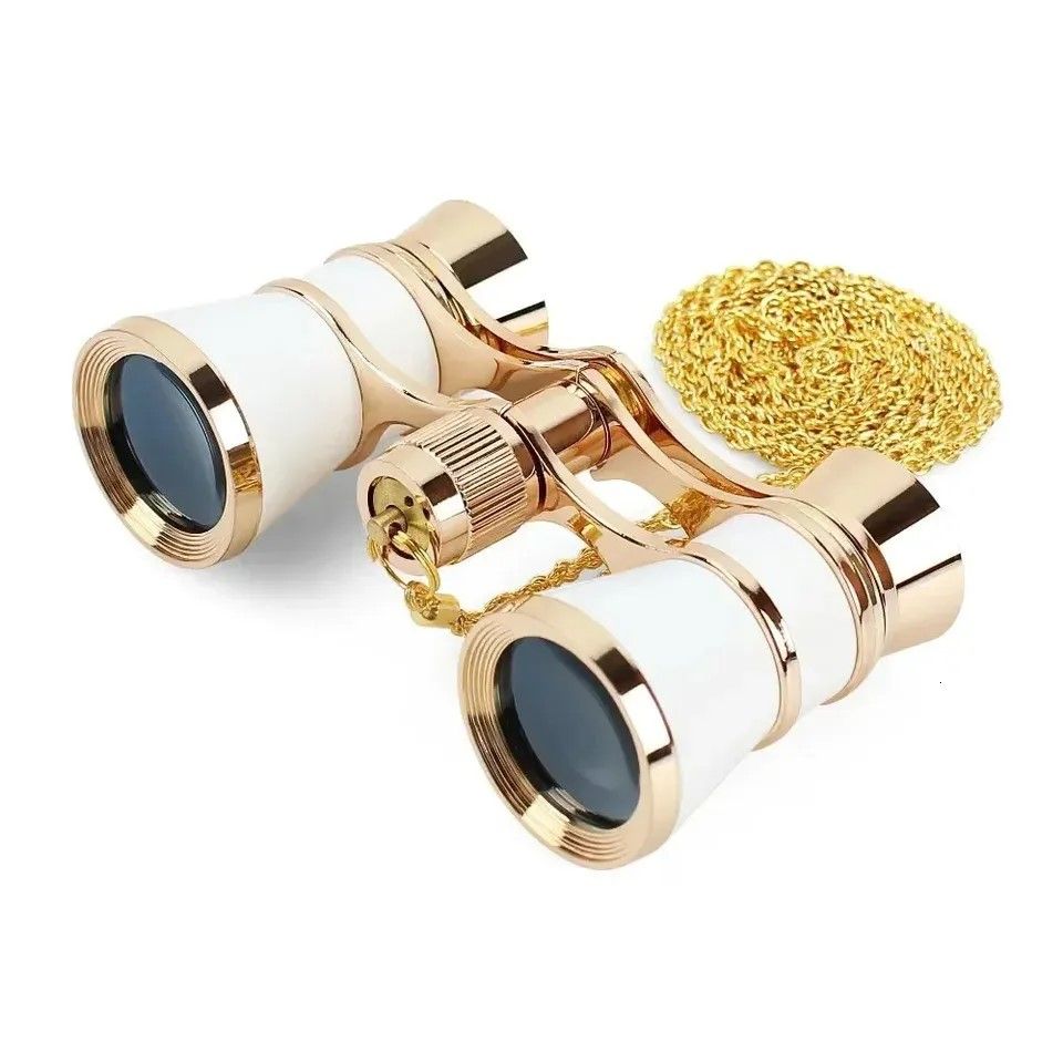 Elegant Vintage Metal Opera Glasses  Theater Binoculars With Chain Handle 5