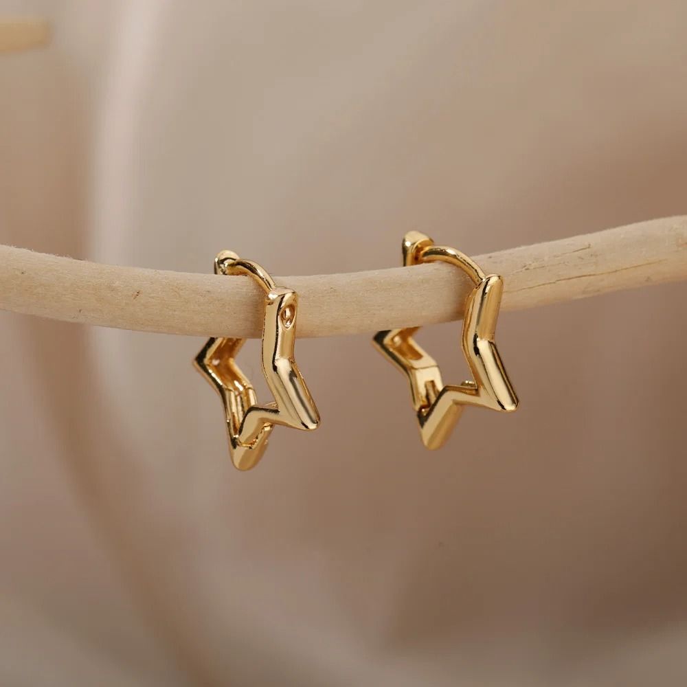 Stainless Steel Star Hoop Earrings