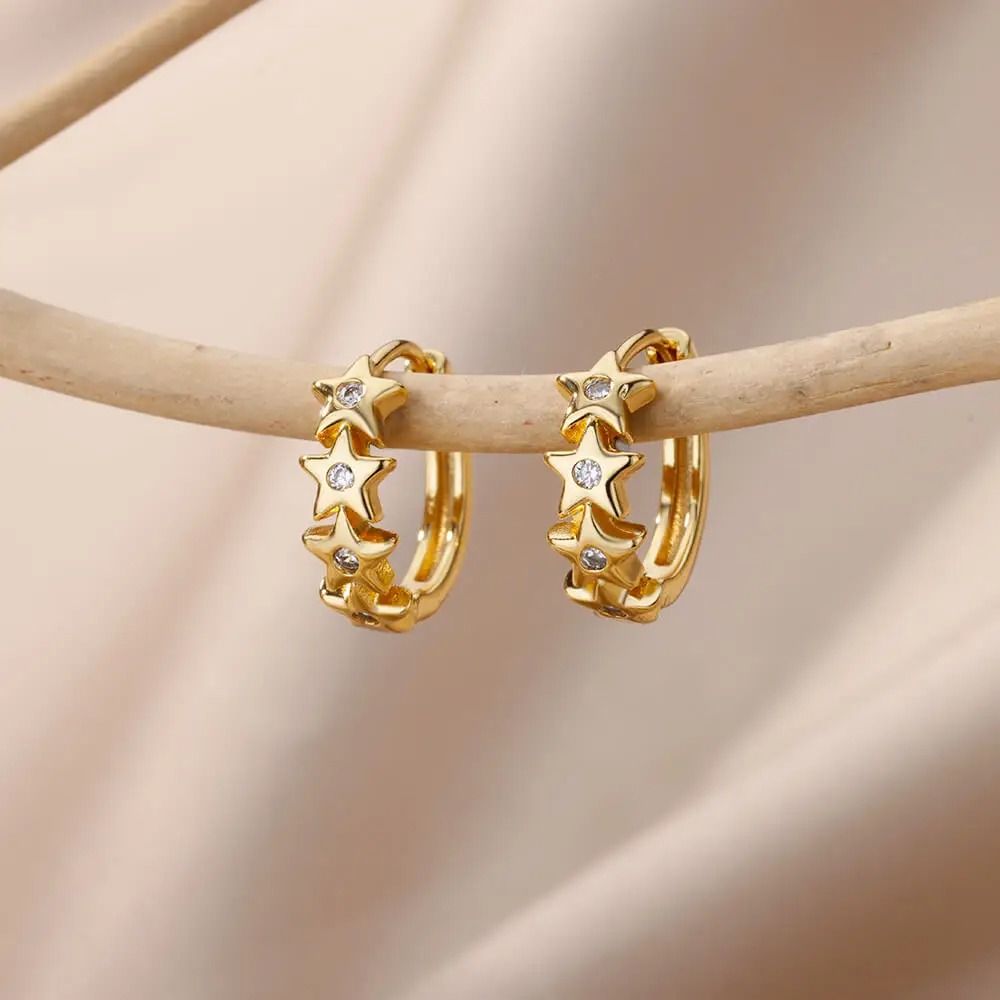 Stainless Steel Star Hoop Earrings 1