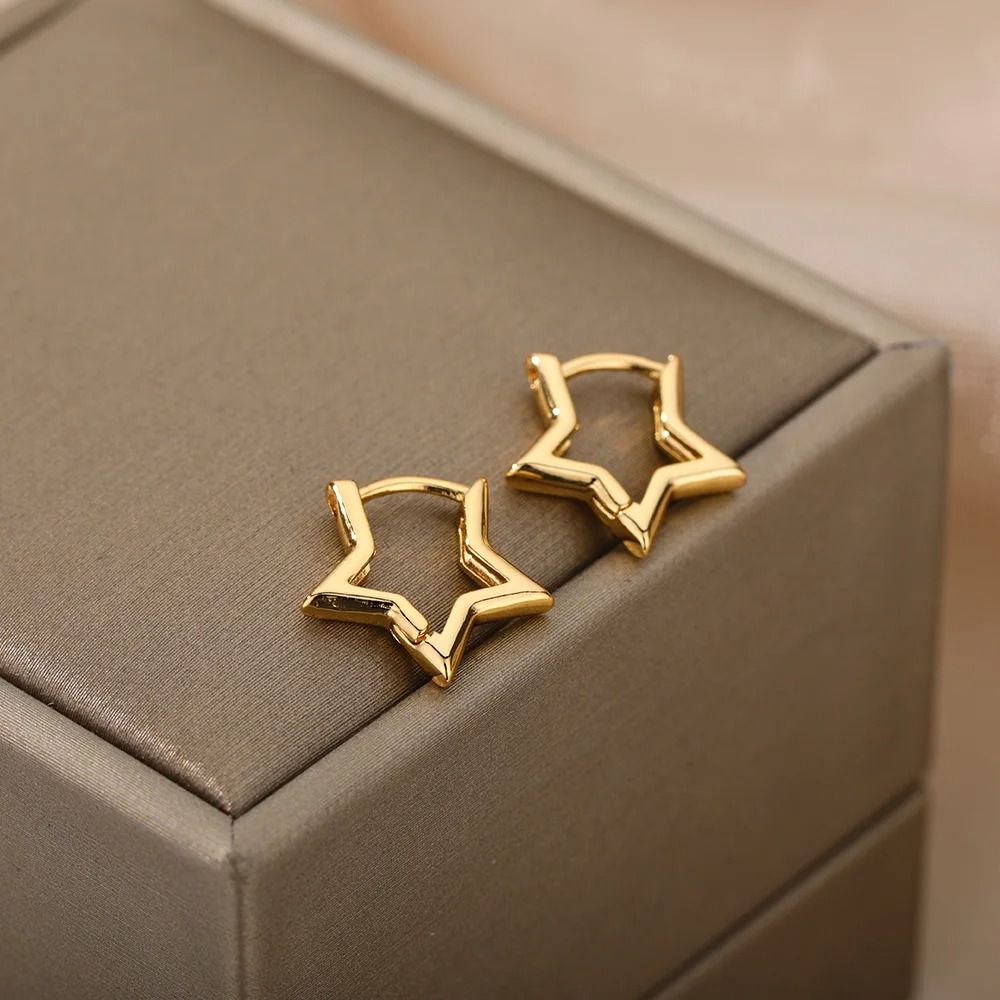 Stainless Steel Star Hoop Earrings 2