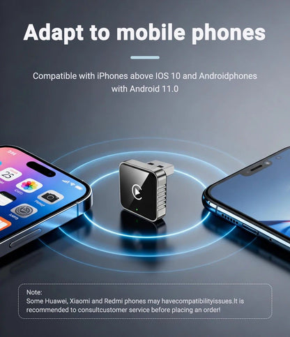 Super Mini CarPlay AI Box Wired To Wireless Adapter With Android Auto And Fast 5GHz WiFi 5