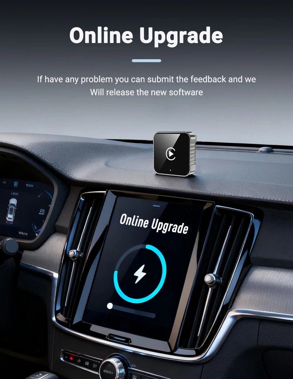 Super Mini CarPlay AI Box Wired To Wireless Adapter With Android Auto And Fast 5GHz WiFi 6