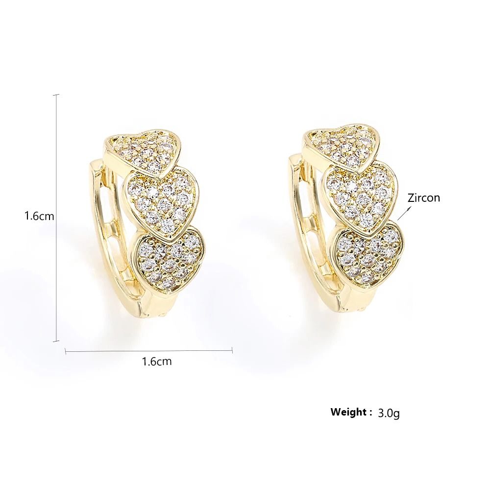 Triple Heart Cubic Zirconia Hoop Earrings 5