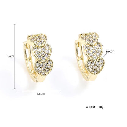 Triple Heart Cubic Zirconia Hoop Earrings 5
