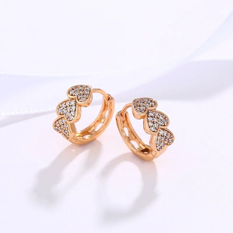 Triple Heart Cubic Zirconia Hoop Earrings 7