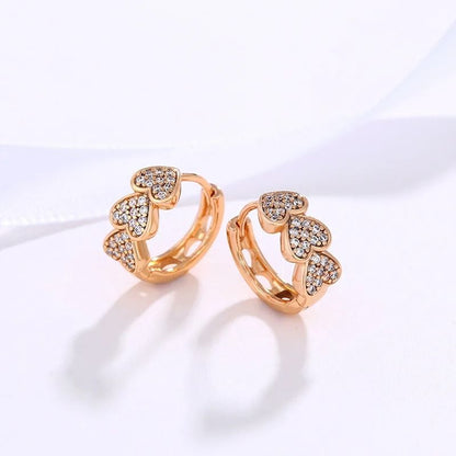 Triple Heart Cubic Zirconia Hoop Earrings 7