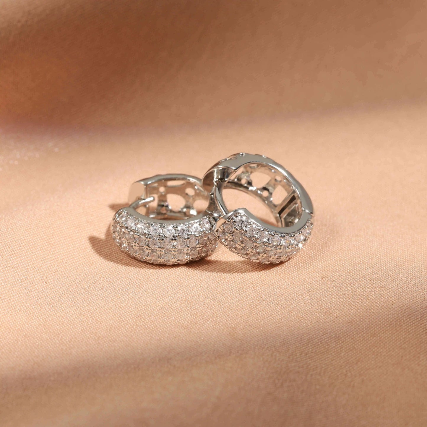 Triple Heart Cubic Zirconia Hoop Earrings 14