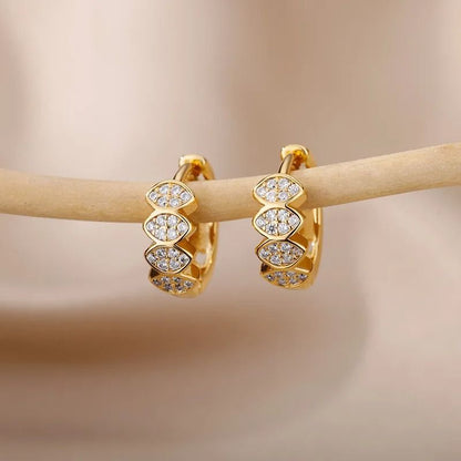 Triple Heart Cubic Zirconia Hoop Earrings 17