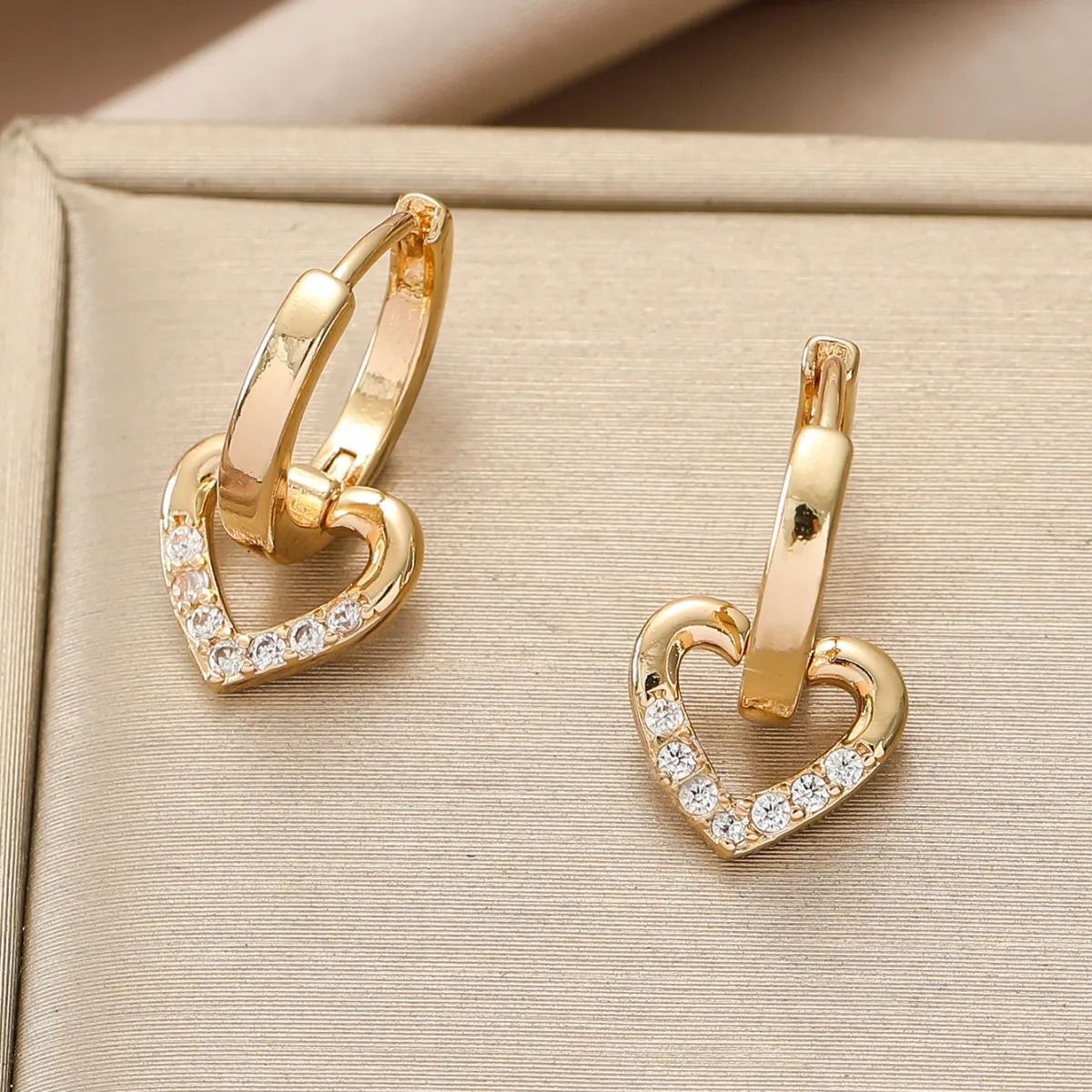 Triple Heart Cubic Zirconia Hoop Earrings 19