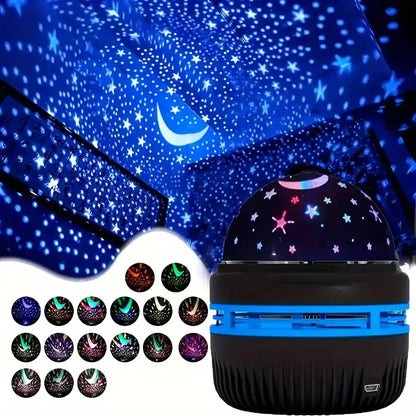 Home Room Atmosphere Decorations, LED Starry Sky Night Lights USB Projector Lamp, Magic Ball Moon Star Christmas Lights