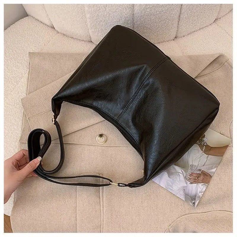 Maillard Vintage Casual Tote Bags PU Leather Crossbody Stylish Large Capacity Handbag For Women 3