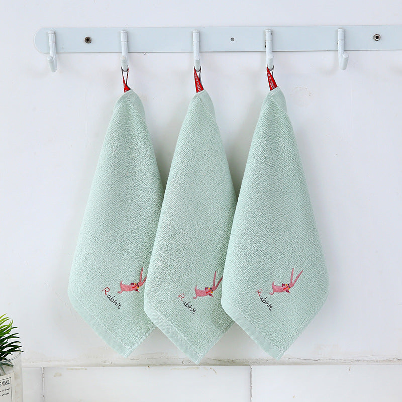Cotton Small Square Towel Cartoon Embroidered Plain Hook Baby Kindergarten Towel 7