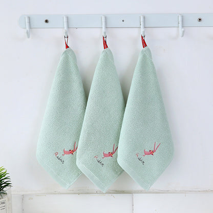 Cotton Small Square Towel Cartoon Embroidered Plain Hook Baby Kindergarten Towel 7