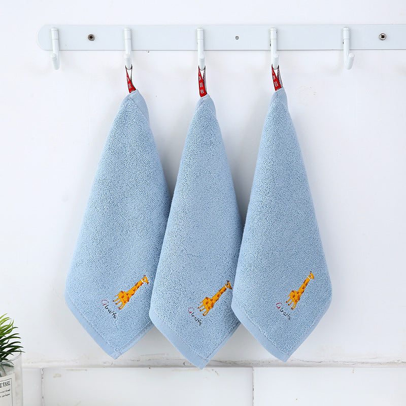 Cotton Small Square Towel Cartoon Embroidered Plain Hook Baby Kindergarten Towel 8