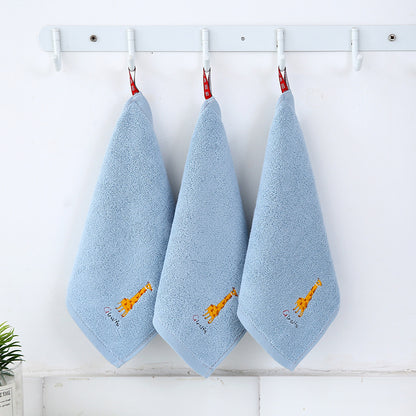 Cotton Small Square Towel Cartoon Embroidered Plain Hook Baby Kindergarten Towel 8