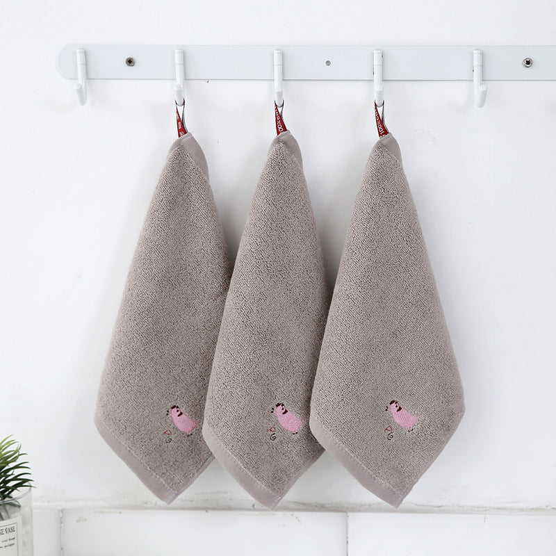 Cotton Small Square Towel Cartoon Embroidered Plain Hook Baby Kindergarten Towel 9