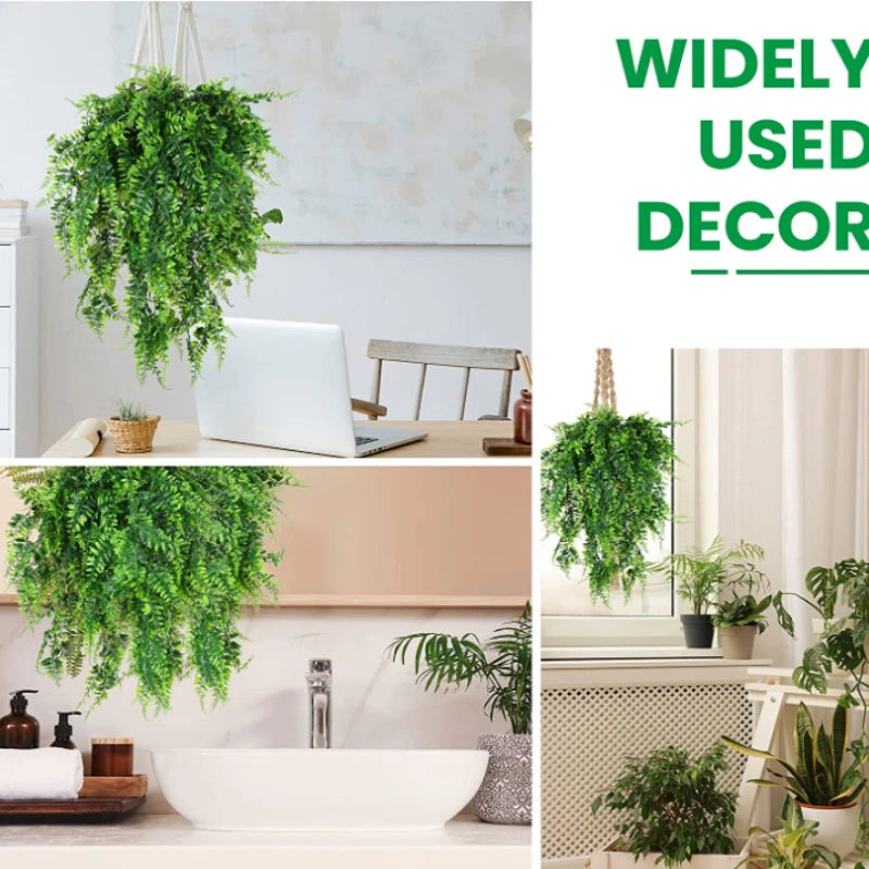 Artificial Plant Vine, Hanging Plastic Leaf Grass Garland Home Decoration Outdoor, Wedding Party Decorations Fake Rattan