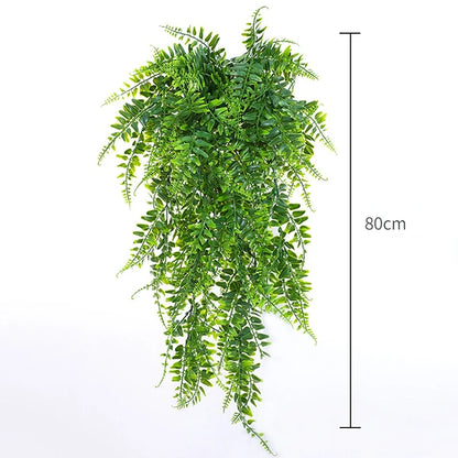 Artificial Plant Vine, Hanging Plastic Leaf Grass Garland Home Decoration Outdoor, Wedding Party Decorations Fake Rattan