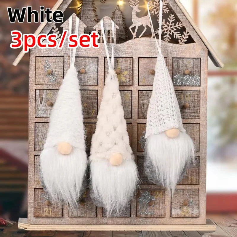 Christmas Gnomes Plush Santa Doll Knitted Fabric Xmas Tree Hanging Ornaments Gonk Dwarf Elf Decorat