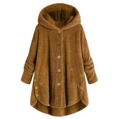 CosyHood Wool Blend Hooded Womens Coat Warm Autumn Winter Solid Colour Plush Jacket 8