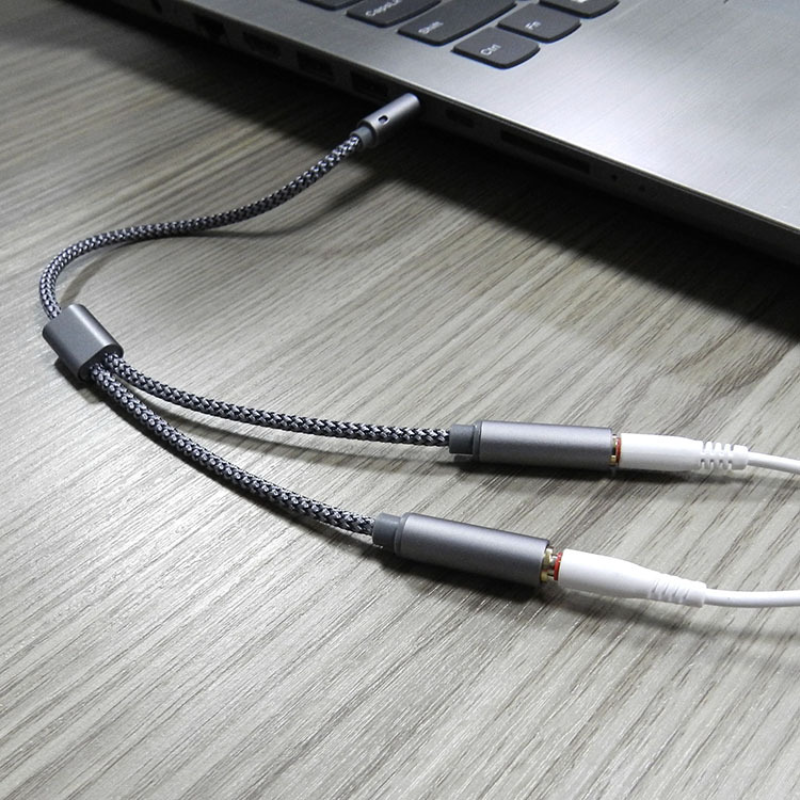 Headset Adaptor, Headphone Mic and Speaker Splitter Cable, Audio Male to Female for Earphone Extension Mobile Audio