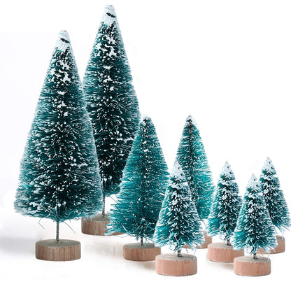 Artificial Mini Wooden Christmas Tree Blue Green White Gold Tower Pine Small Sisal Tabletop Ornament Decor