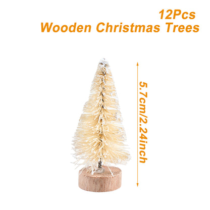 Artificial Mini Wooden Christmas Tree Blue Green White Gold Tower Pine Small Sisal Tabletop Ornament Decor